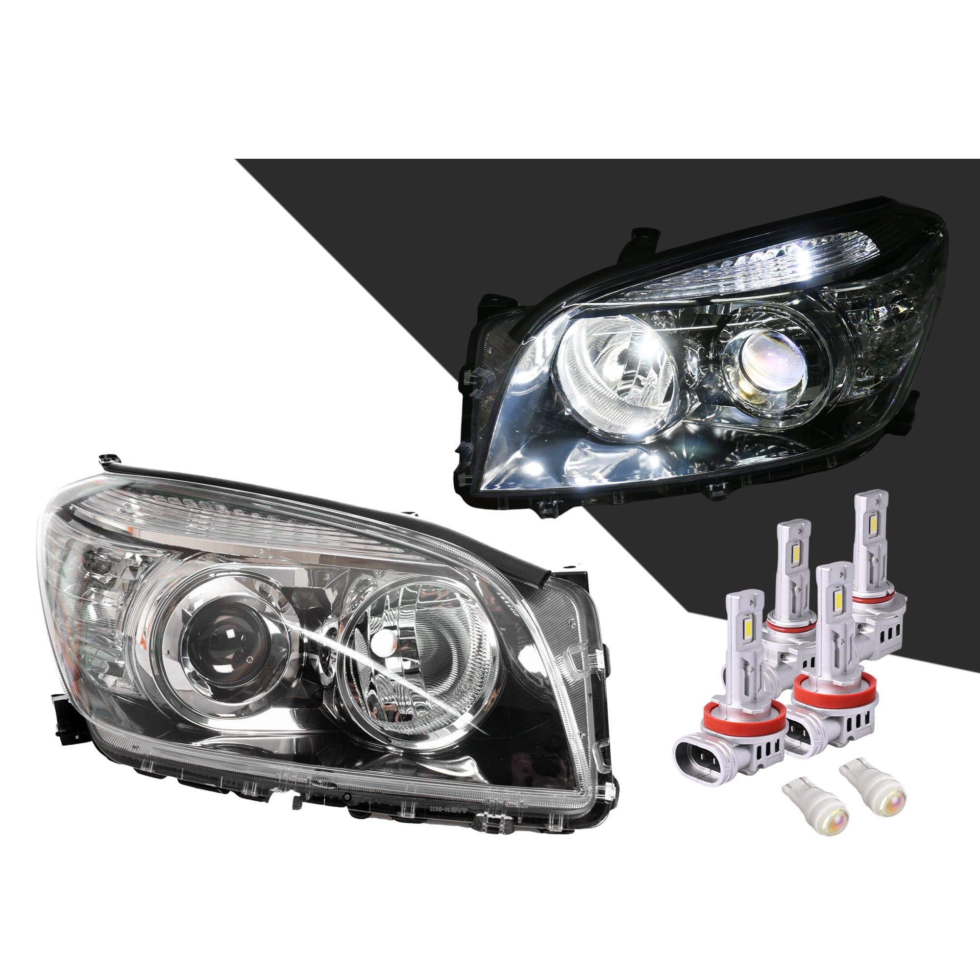TYC Pair LH+RH Head Light Black + LED Globes For Toyota RAV4 ACA30 05~08 *Emark