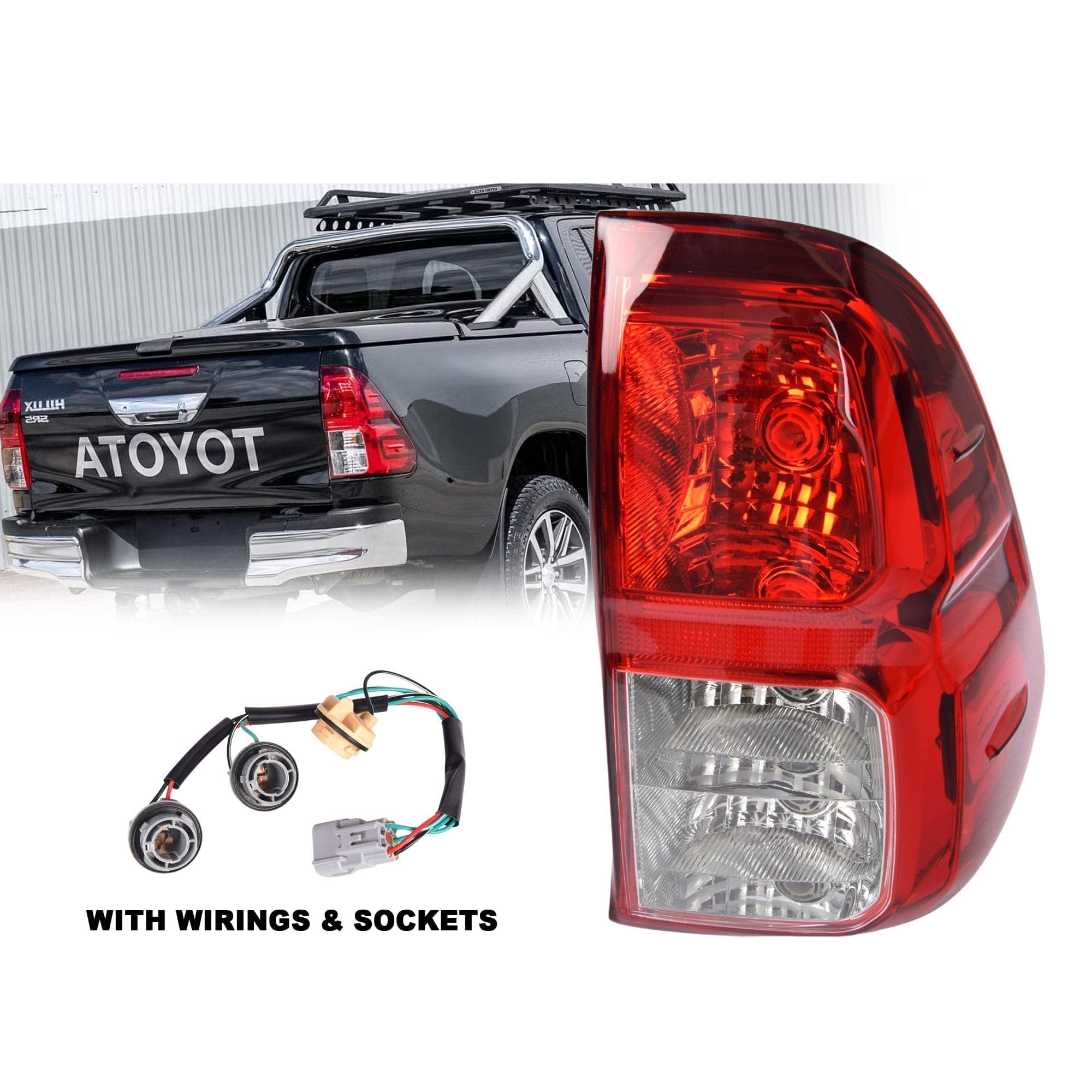 RH Right Tail Light Lamp With Wirings For Toyota Hilux Ute 15~25 *Emark