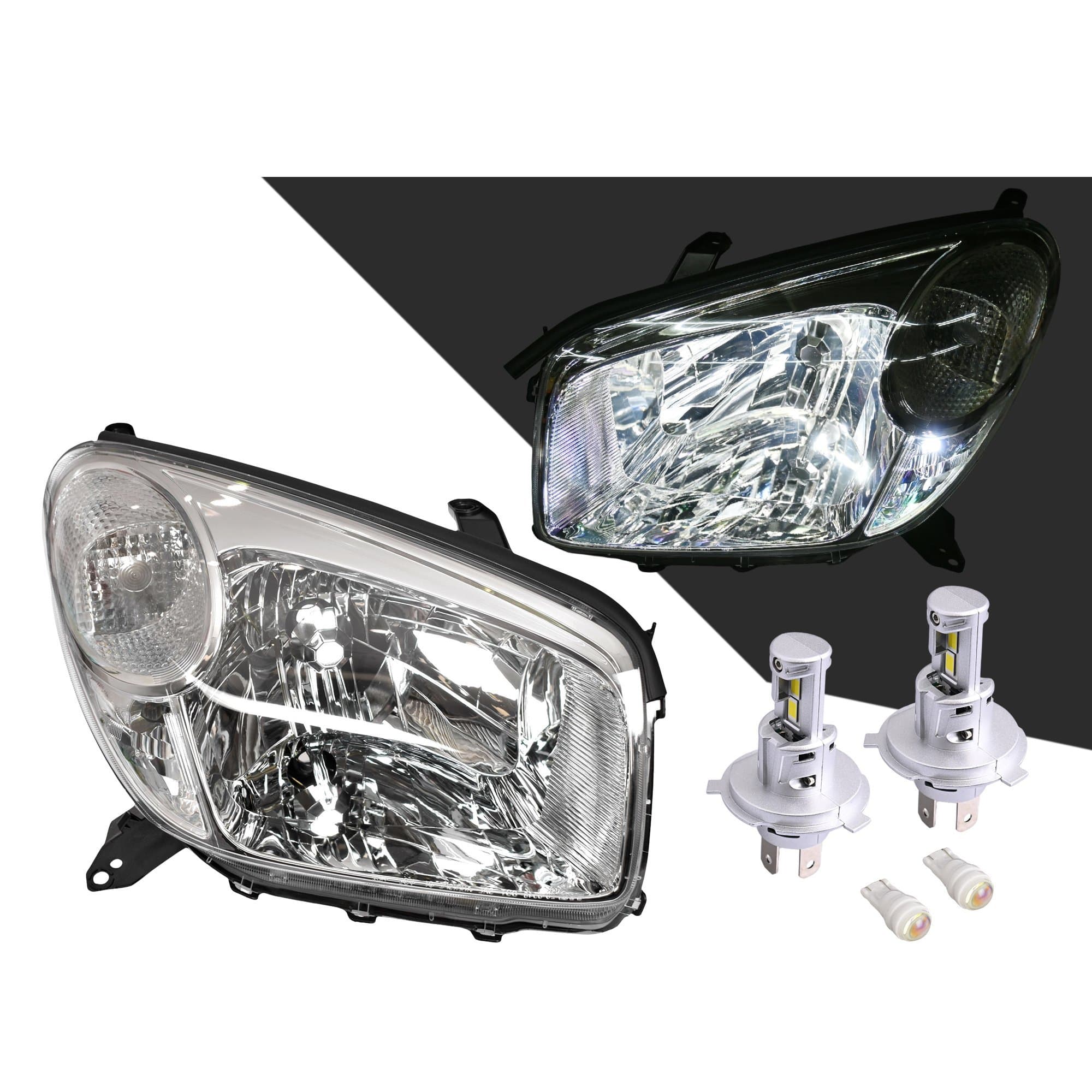 TYC Pair LH+RH Head Light Lamp + LED Globes For Toyota RAV4 ACA20