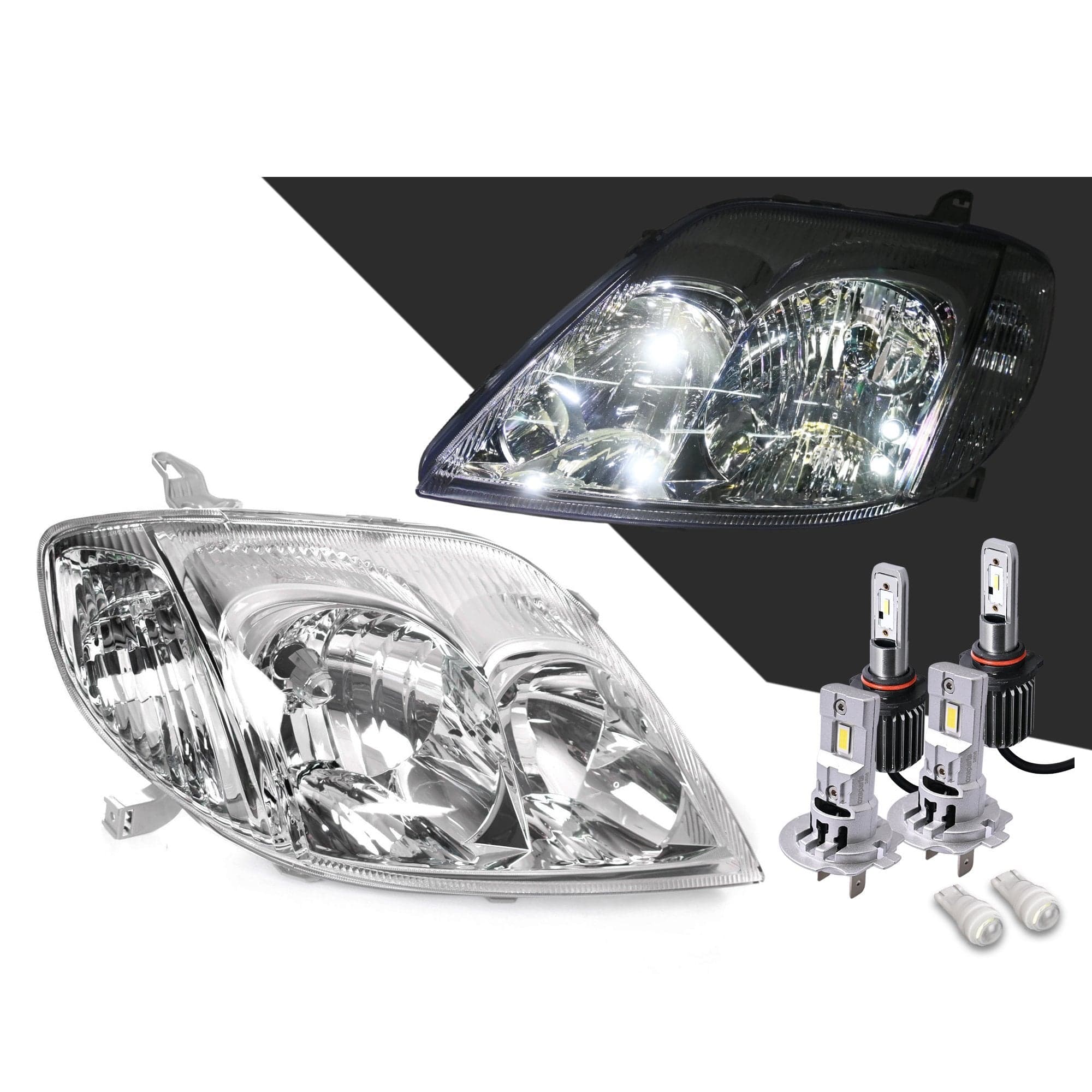 Pair LH+RH Head Light + LED Globe For Toyota Corolla ZZE122 Sedan Wagon 01~07
