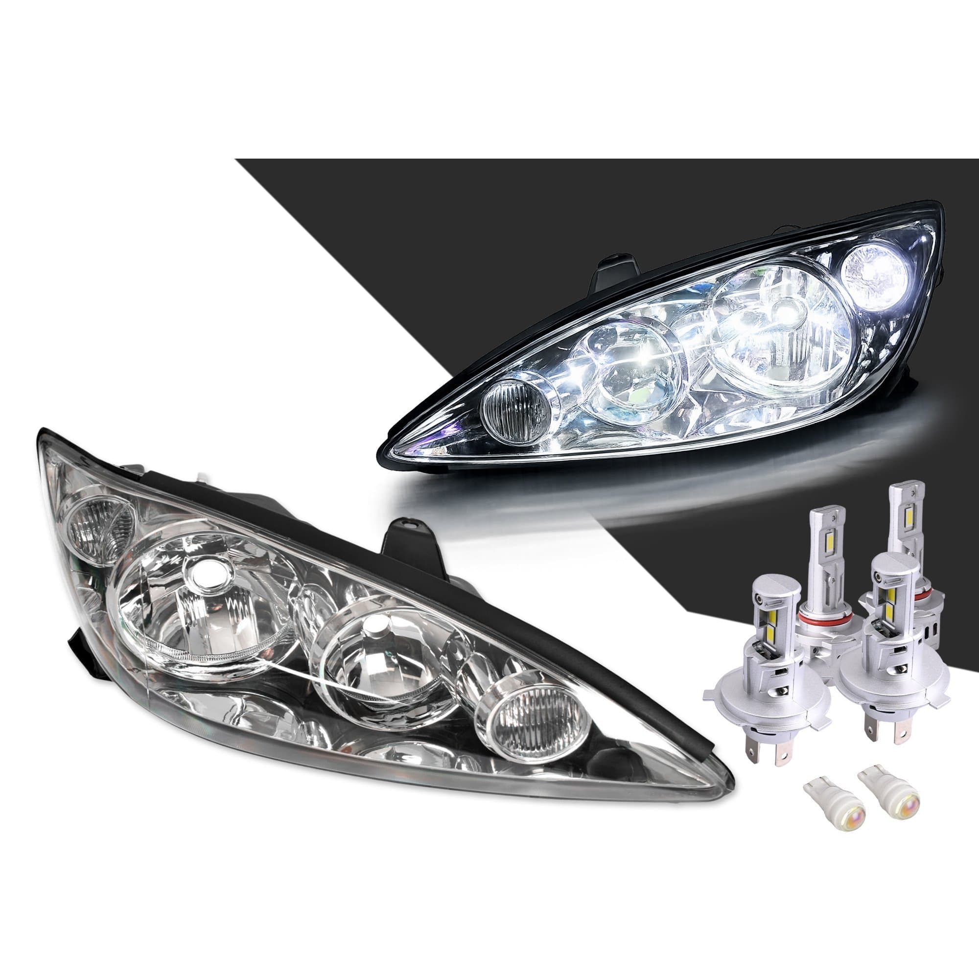 Pair LH+RH Head Light Chrome + LED Globes For Toyota Camry CV36 04~06