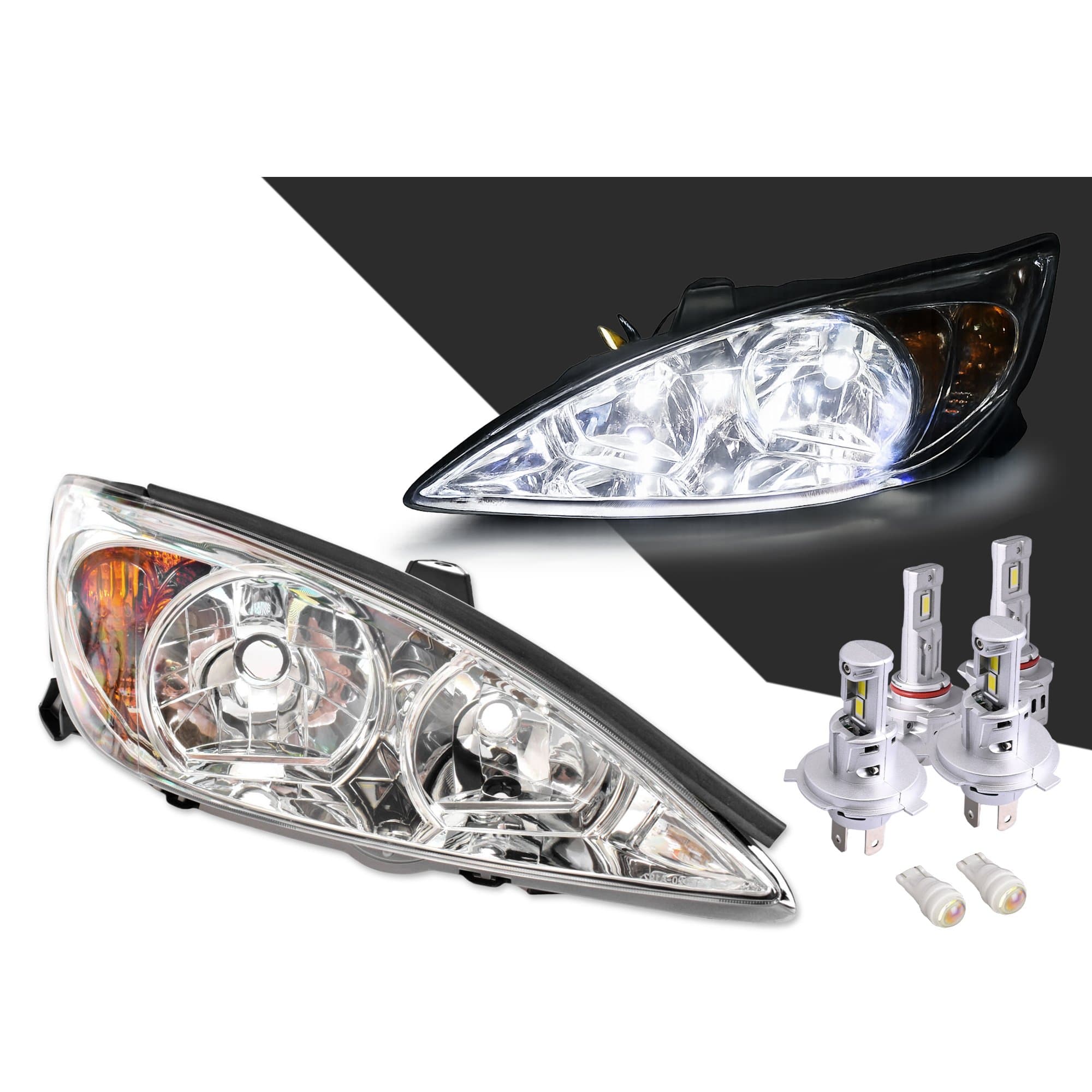 TYC Pair LH+RH Head Light Chrome + LED Globes For Toyota Camry CV36 02~24 *Emark