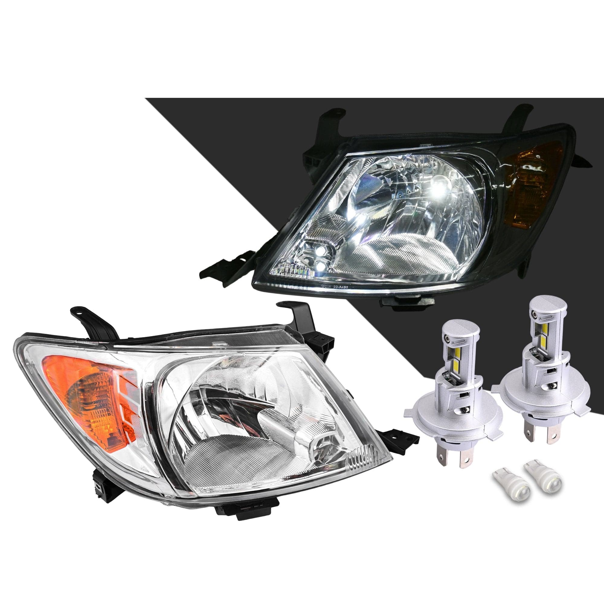 Pair LH+RH Head Light Lamp + LED Globes For Toyota Hilux Ute