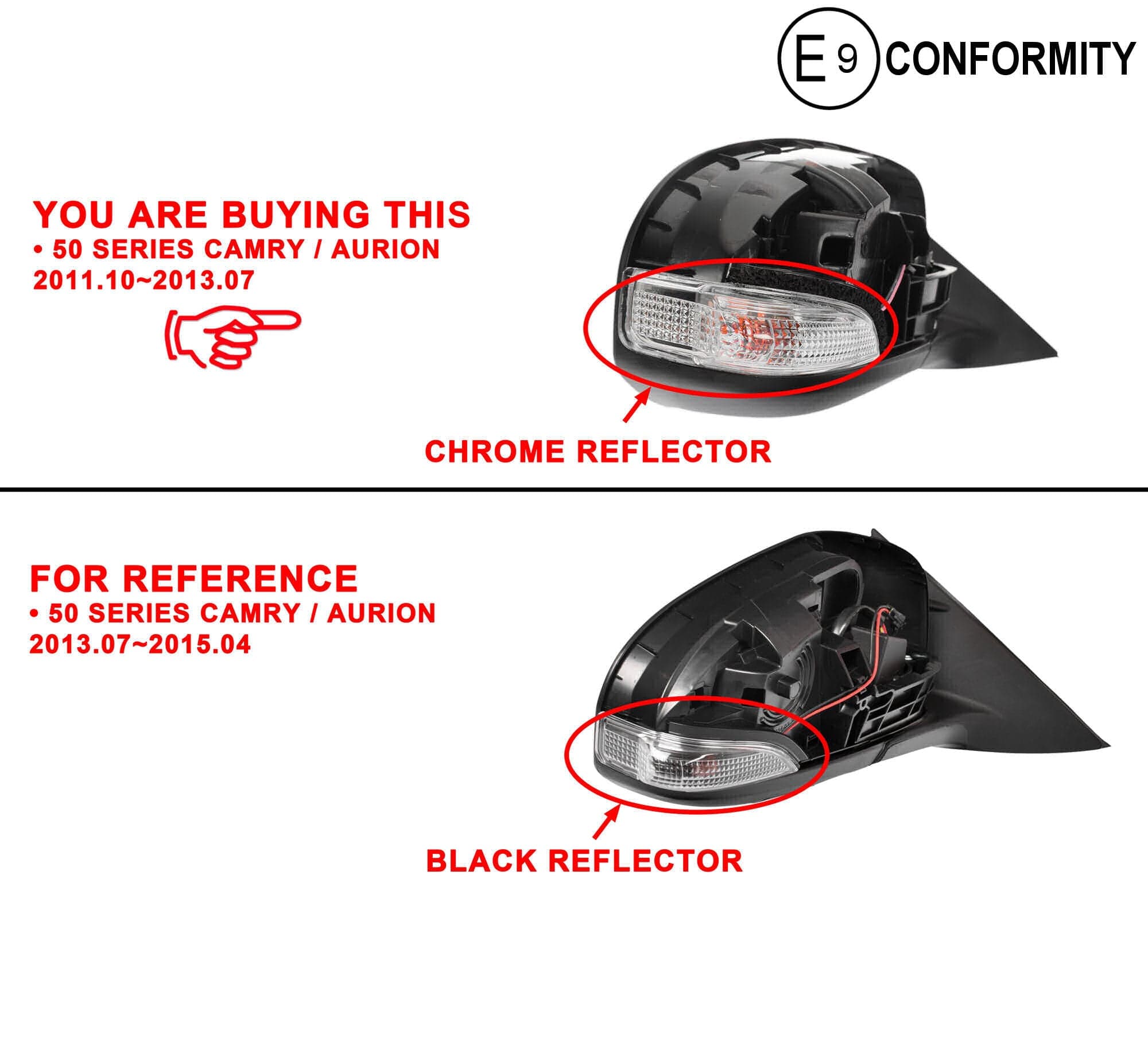 Pair LH+RH Electric Door Mirror No Blindspot For Toyota Camry ASV50 view 2