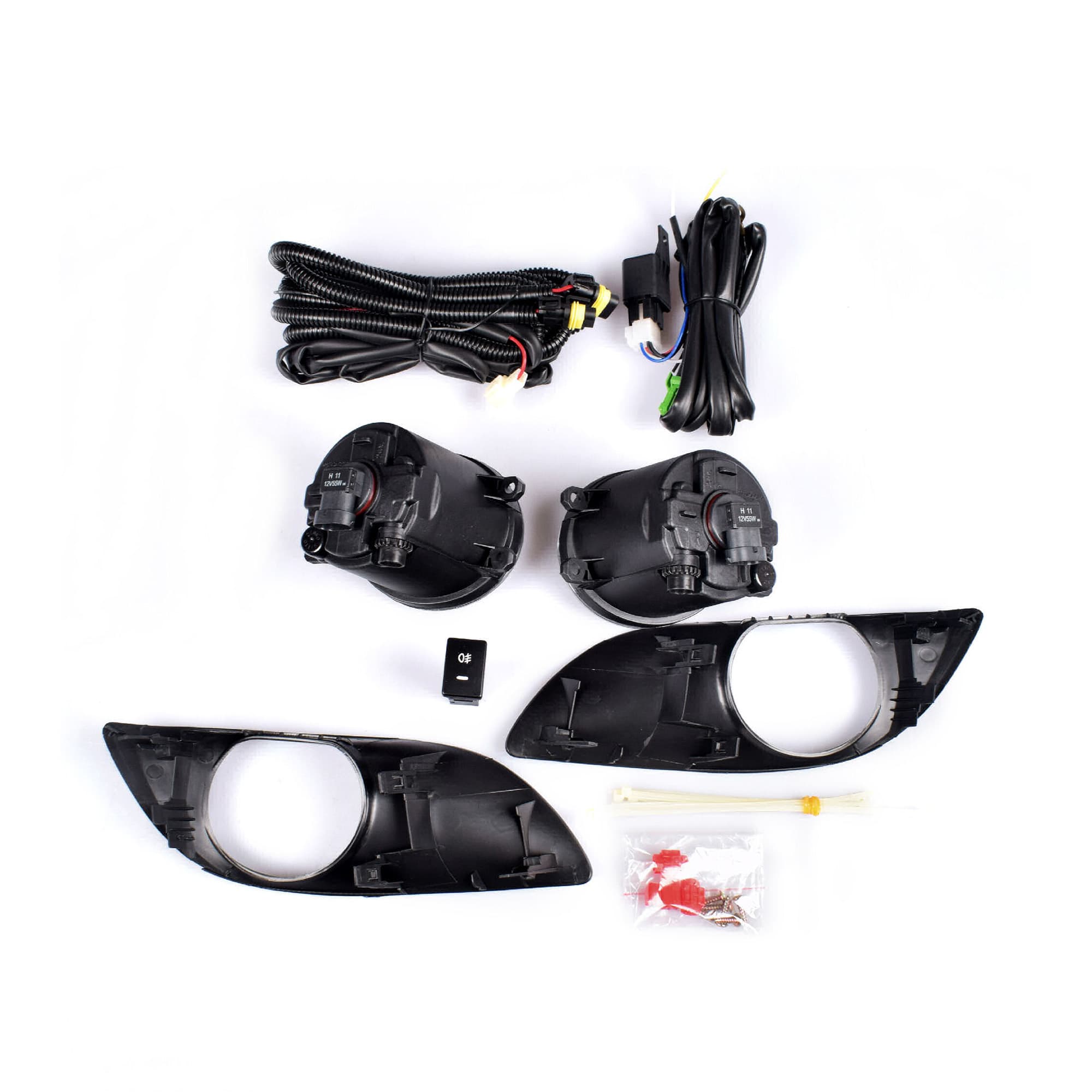 Full Set Fog Light Spot Driving Lamp KIT For Toyota Yaris Hatch NCP90 S2 08~11