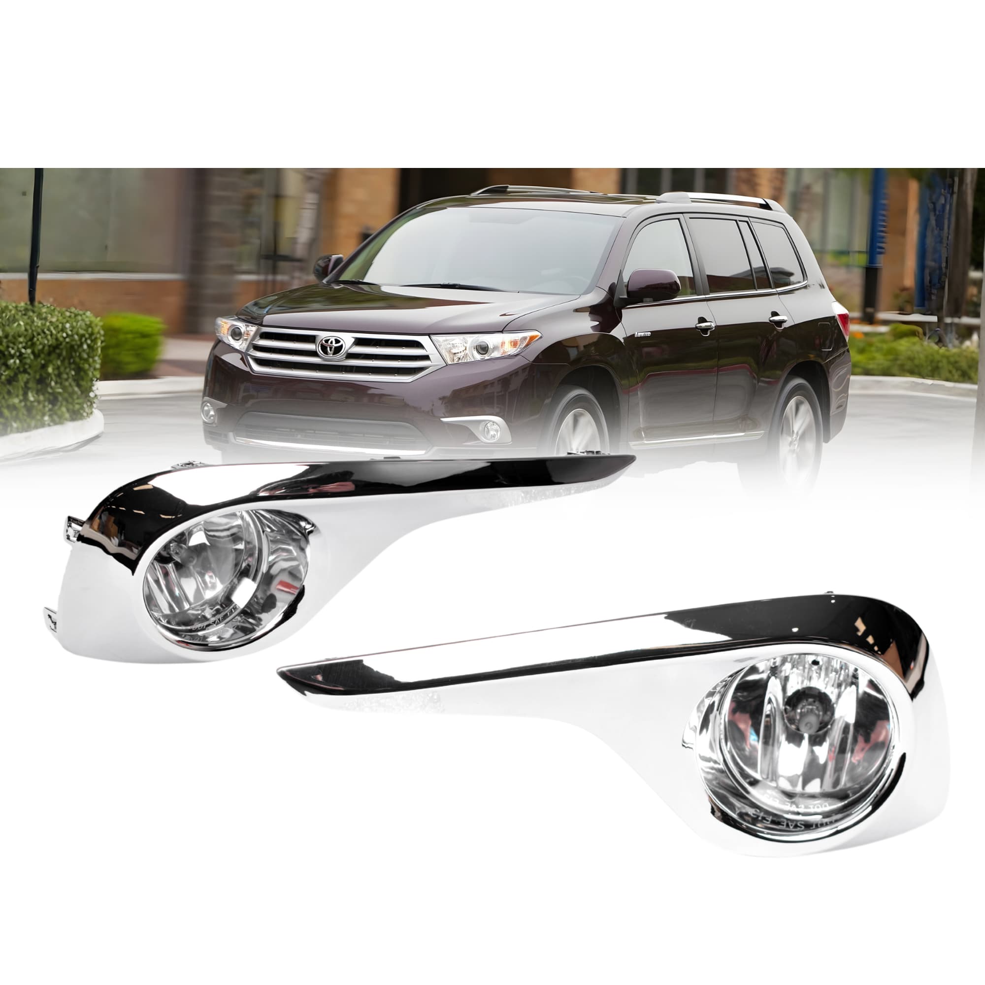 Full Set Fog Light Driving Lamp Kit (Chrome) For Toyota Kluger GSU40