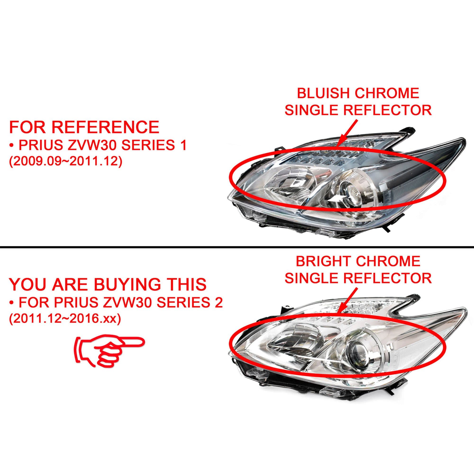 TYC LH Left Head Light Lamp Bright Chrome For Toyota Prius ZVW30 11~16 *Emark view 2