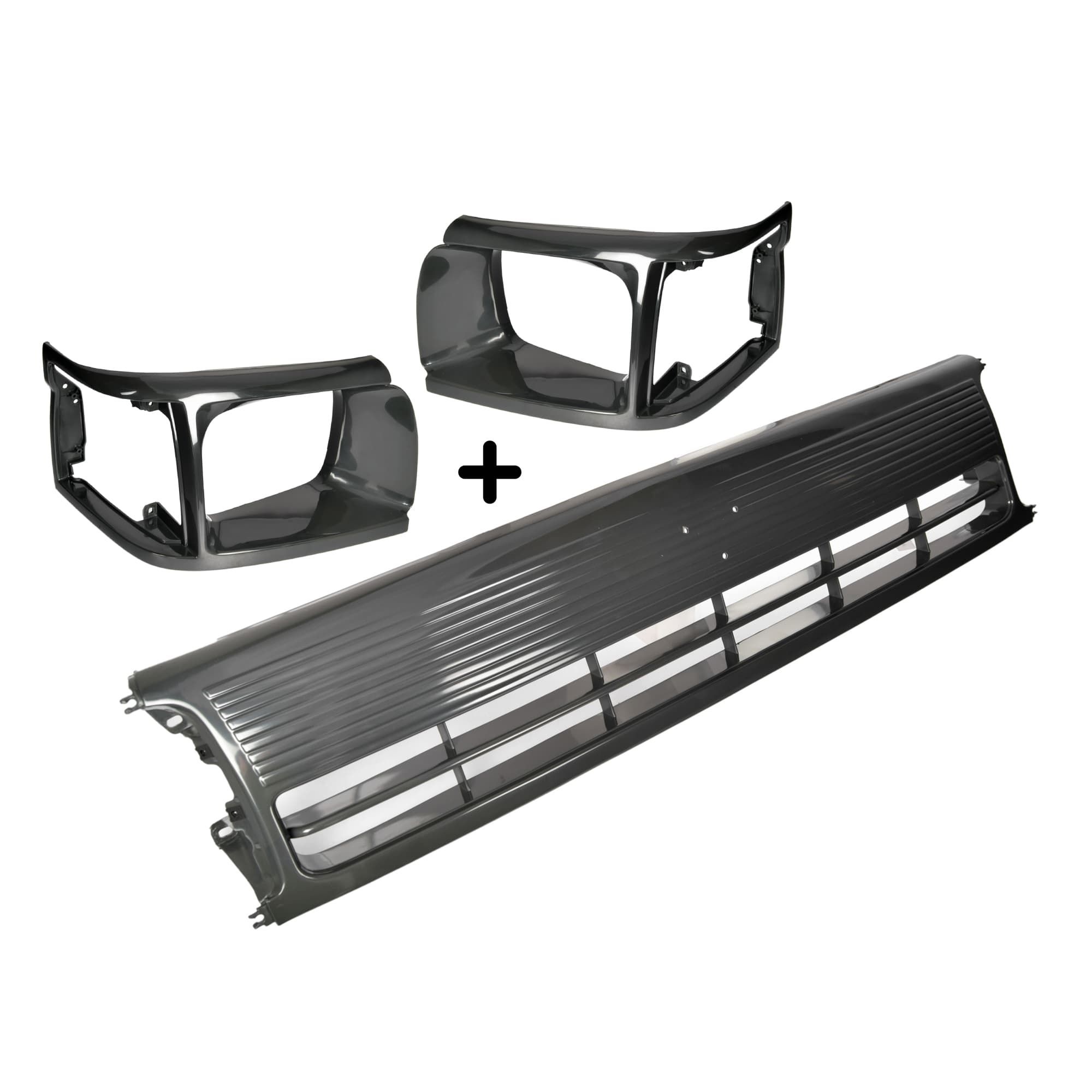 Front Main Grille + Head Light Rims Grey For Toyota Hiace RZH Van 1993~1998