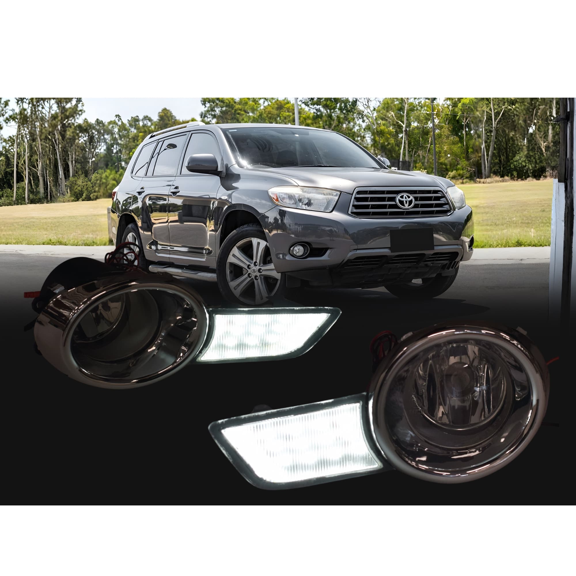 Fog Light Driving Lamp KIT LED Day Light Running DRL For Toyota Kluger